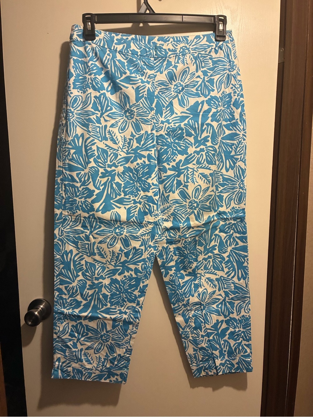 Talbots Blue and White Floral Cropped Pants